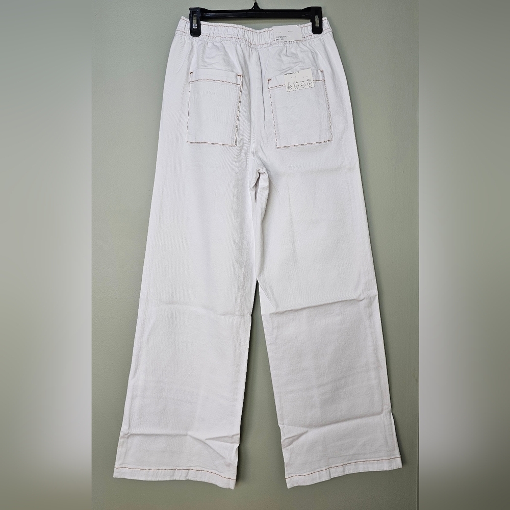 WeWoreWhat White Straight Leg Pull On Stretch Twill Denim Pants, Sizeโ Medium - Picture 5 of 15